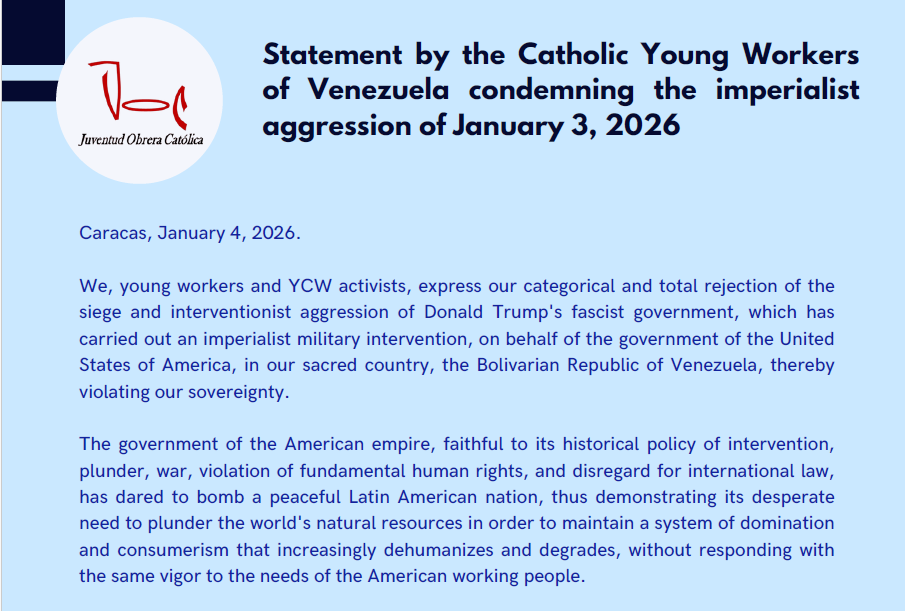Statement by the Venezuela YCW